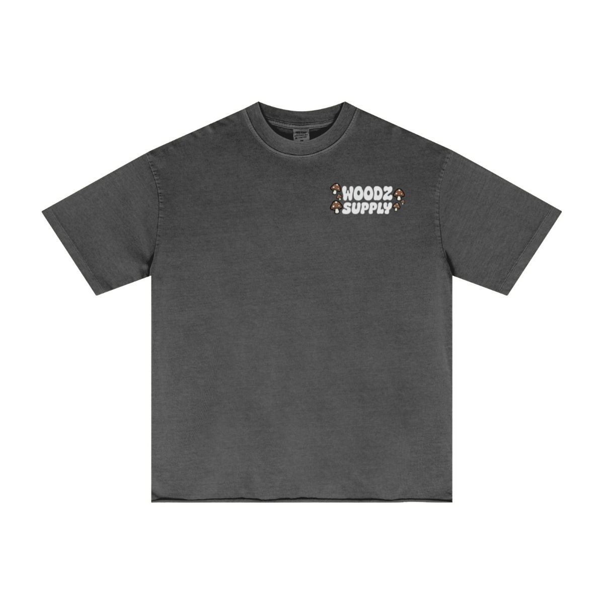 275GSM Men’s Raw-Edge Pigment-Wash T-shirt Dark grey