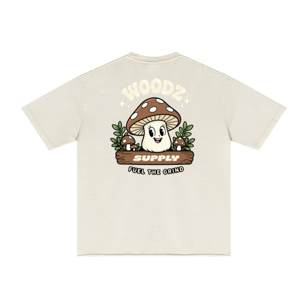 275GSM Men’s Raw-Edge Pigment-Wash T-shirt Apricot