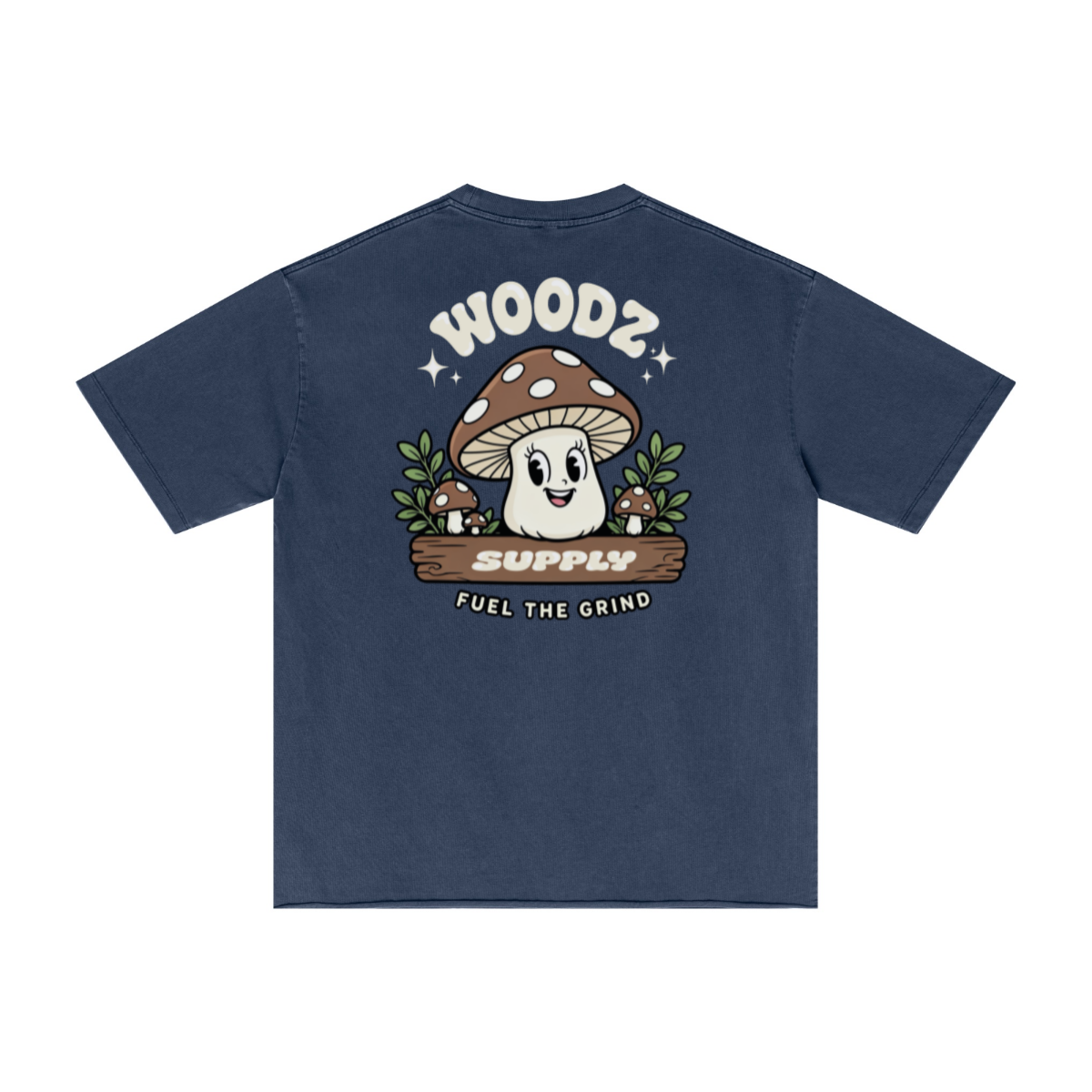 275GSM Men’s Raw-Edge Pigment-Wash T-shirt Dark blue