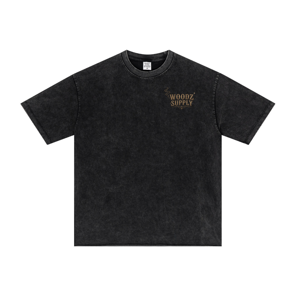275GSM Men’s Raw-Edge Pigment-Wash T-shirt Snow Wash