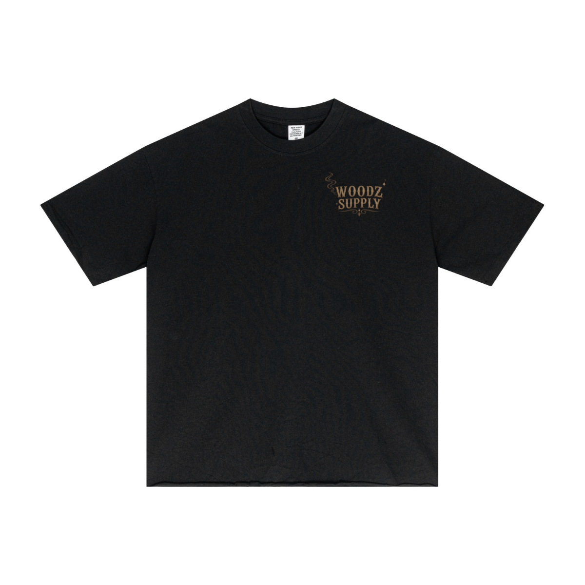 275GSM Men’s Raw-Edge Pigment-Wash T-shirt Black