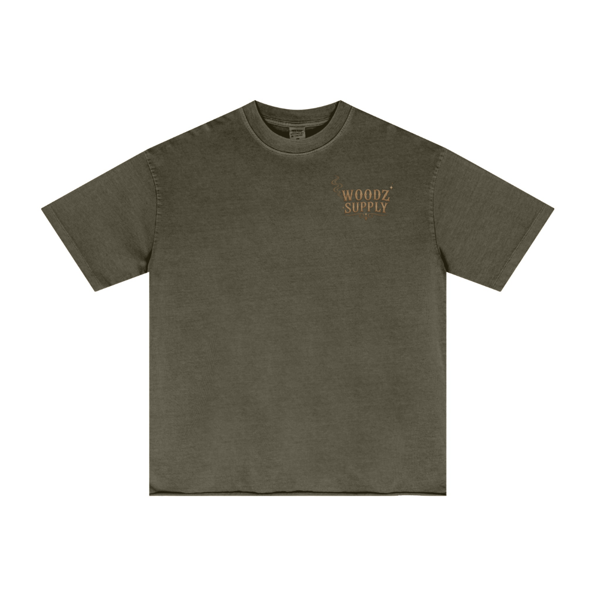 275GSM Men’s Raw-Edge Pigment-Wash T-shirt Dark green