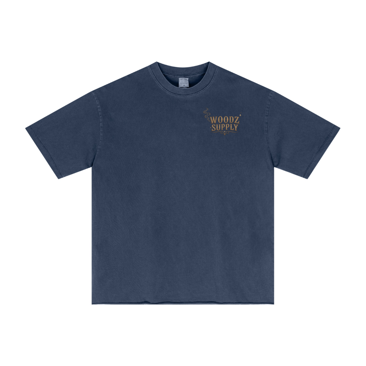 275GSM Men’s Raw-Edge Pigment-Wash T-shirt Dark blue