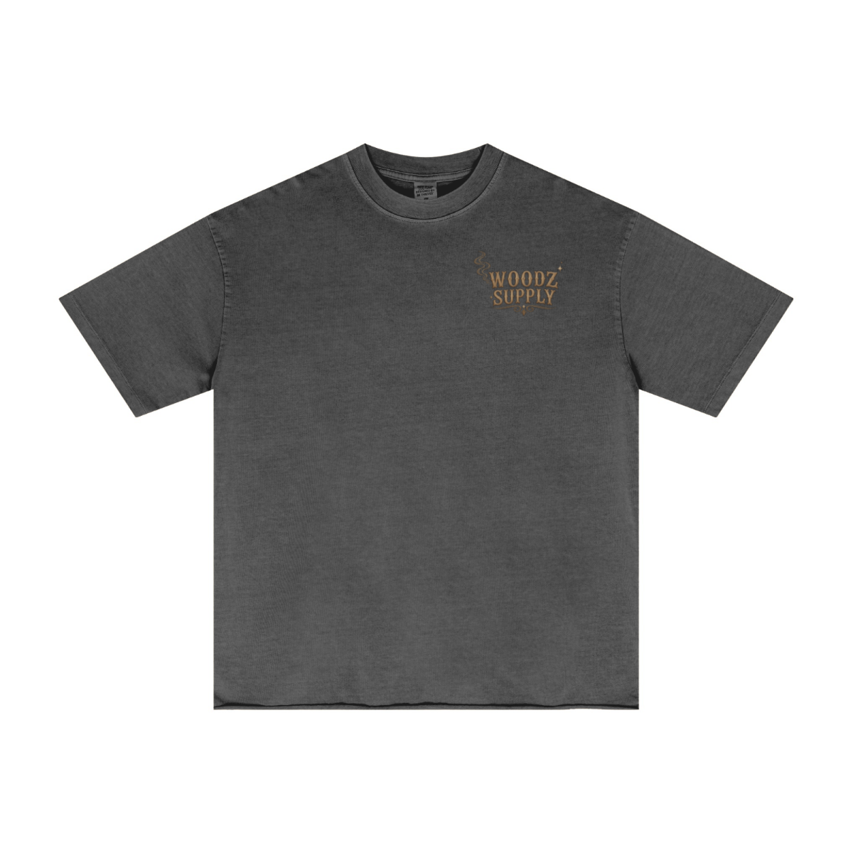 275GSM Men’s Raw-Edge Pigment-Wash T-shirt Dark grey