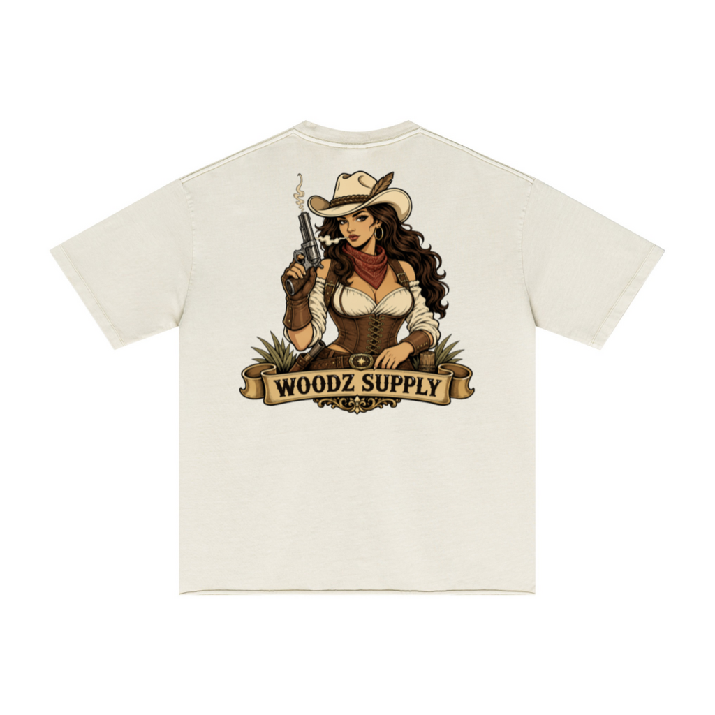 275GSM Men’s Raw-Edge Pigment-Wash T-shirt Apricot