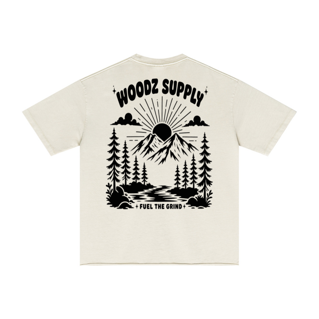 275GSM Men’s Raw-Edge Pigment-Wash T-shirt Apricot