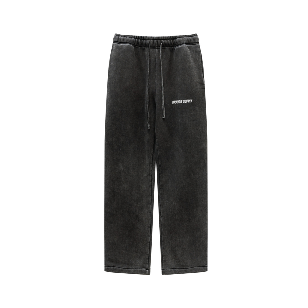 360GSM Unisex Heavyweight Fleece Washed Straight-Leg Pants Snow Wash Grey