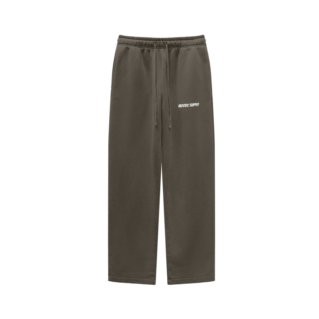 360GSM Unisex Heavyweight Fleece Washed Straight-Leg Pants Coffee Brown