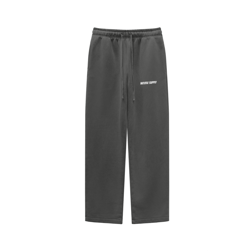 360GSM Unisex Heavyweight Fleece Washed Straight-Leg Pants Dark Grey