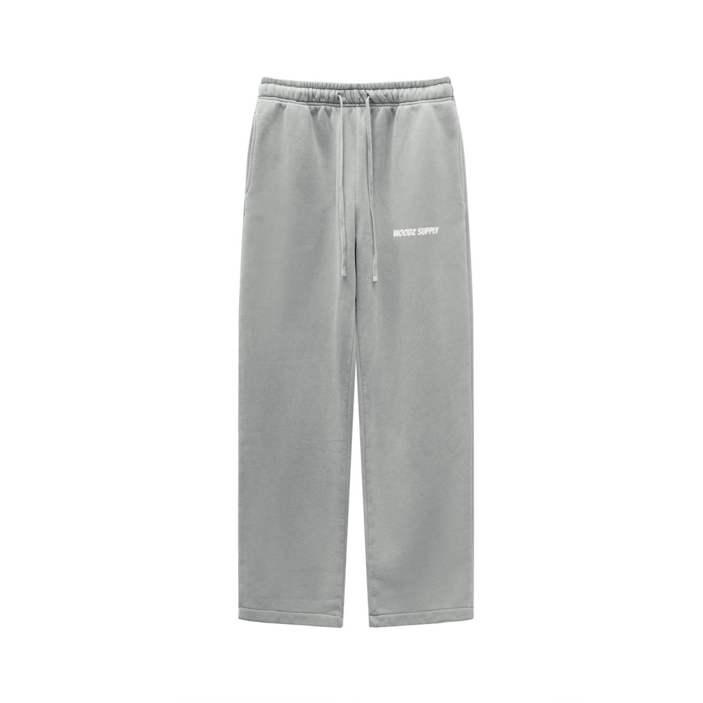 360GSM Unisex Heavyweight Fleece Washed Straight-Leg Pants Medium Grey
