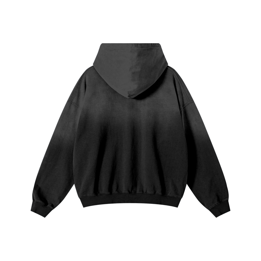 480GSM Unisex Monkey Wash Heavyweight French Terry Hoodie Vintage Black