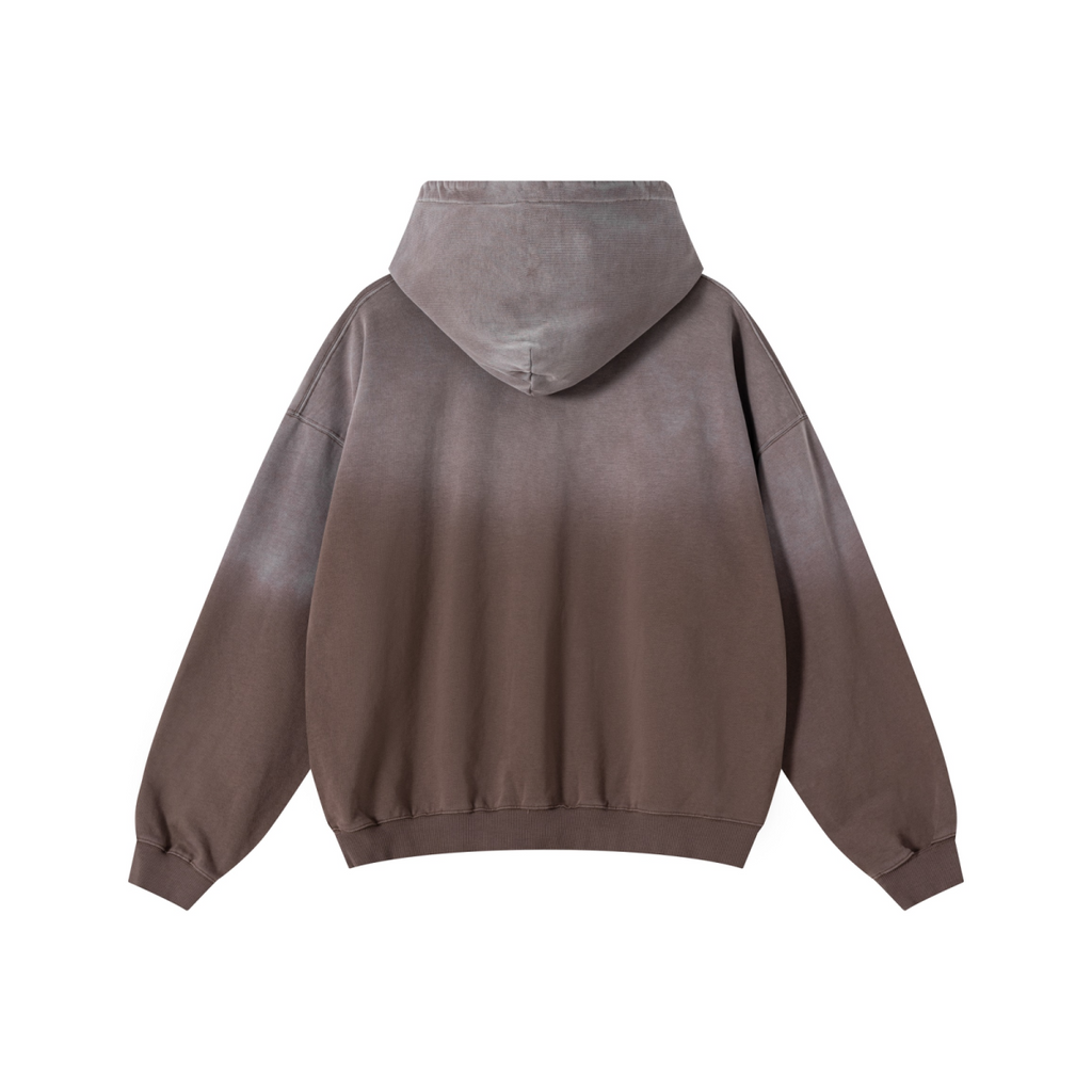 480GSM Unisex Monkey Wash Heavyweight French Terry Hoodie Vintage Brown