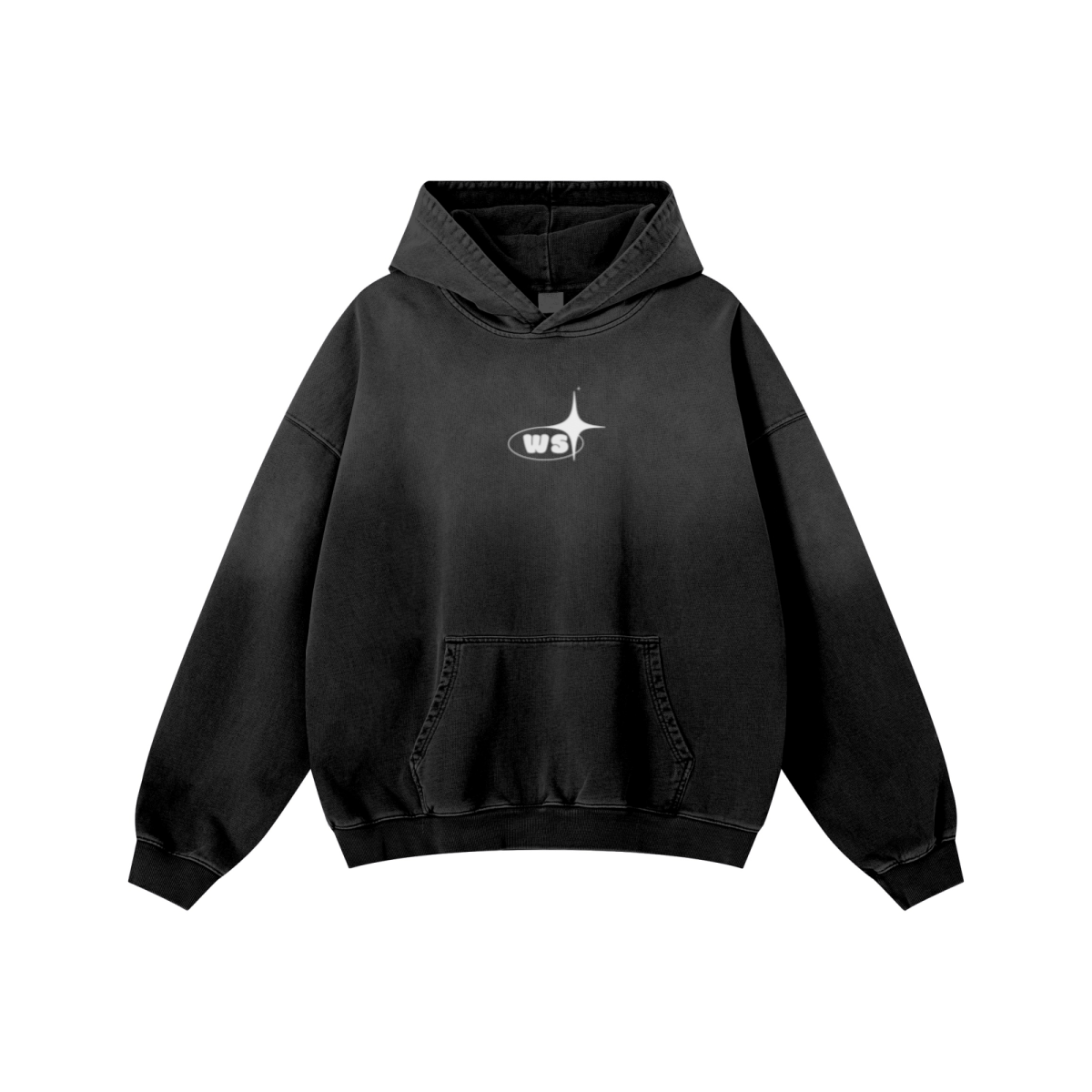 480GSM Unisex Monkey Wash Heavyweight French Terry Hoodie Vintage Black