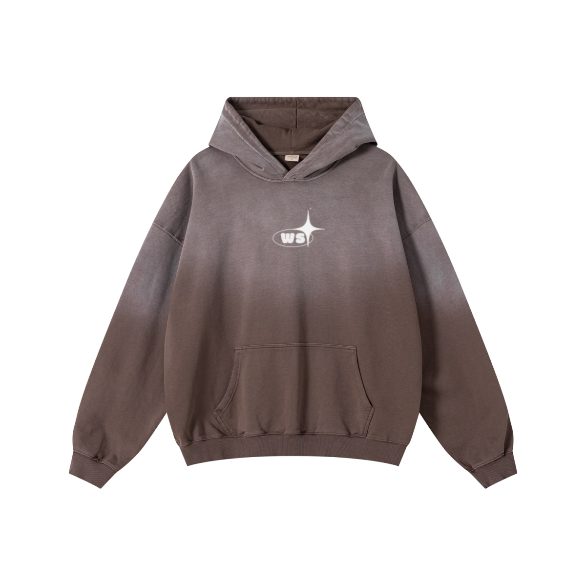 480GSM Unisex Monkey Wash Heavyweight French Terry Hoodie Vintage Brown
