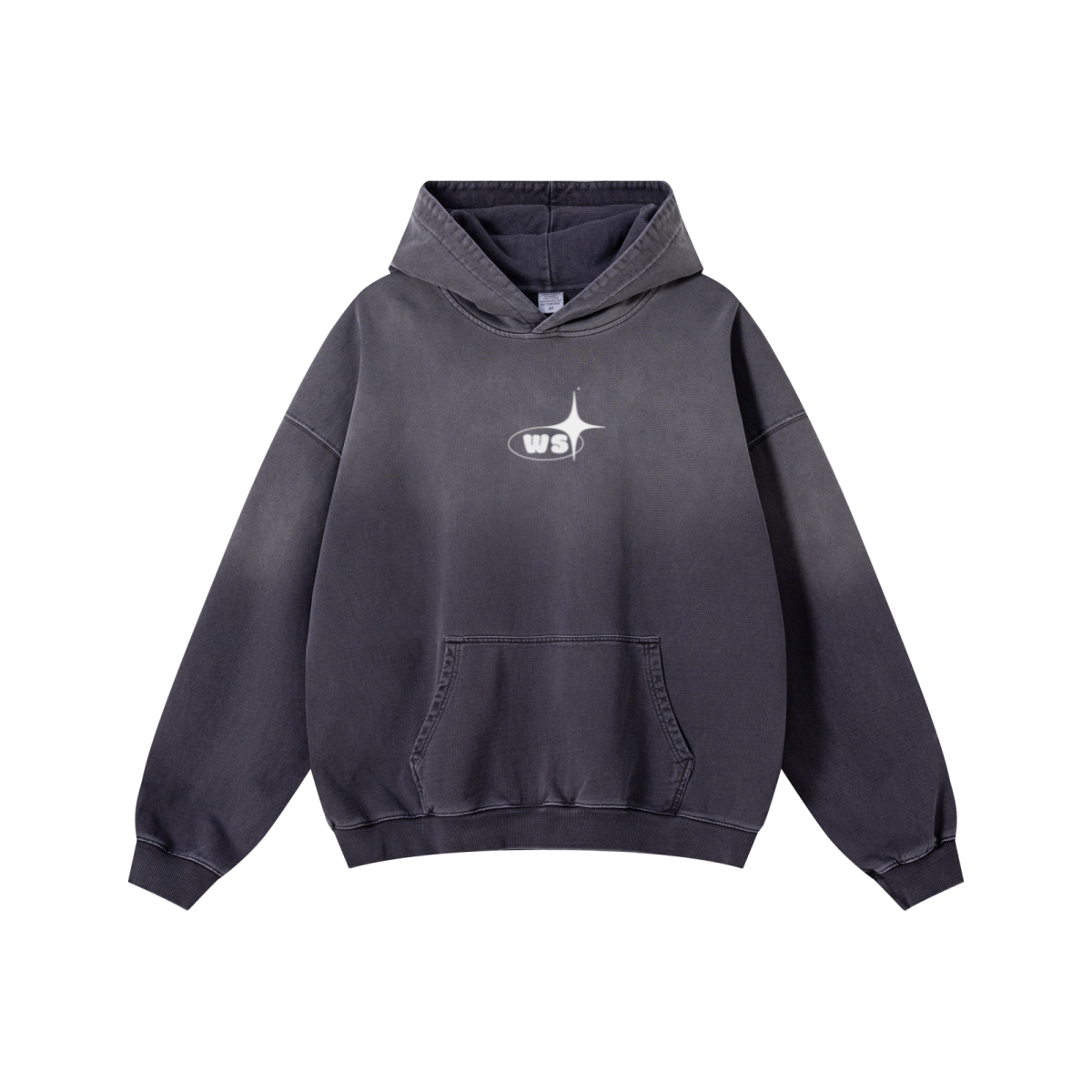 480GSM Unisex Monkey Wash Heavyweight French Terry Hoodie Vintage Charcoal Grey