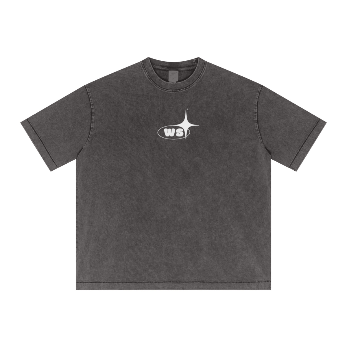 285GSM Unisex Distressed Snow-Wash Batik Plain Fabric T-shirt Dark gray