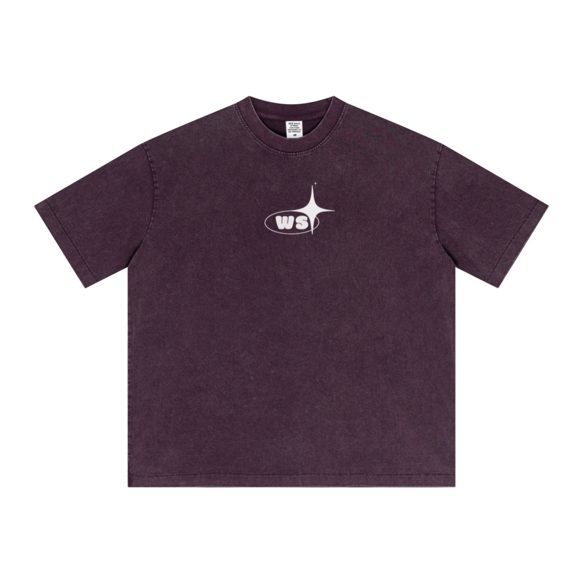 285GSM Unisex Distressed Snow-Wash Batik Plain Fabric T-shirt Purple