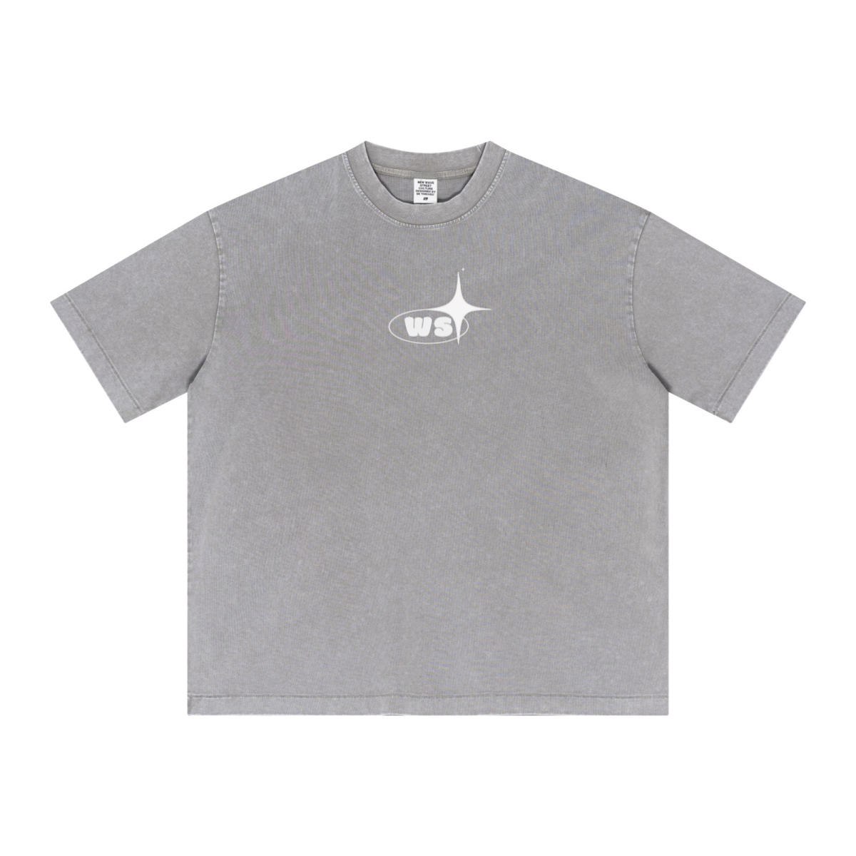 285GSM Unisex Distressed Snow-Wash Batik Plain Fabric T-shirt Light grey