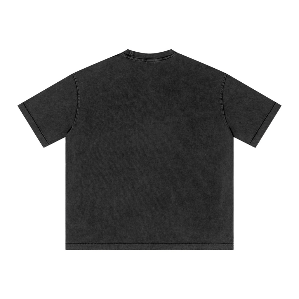 285GSM Unisex Distressed Snow-Wash Batik Plain Fabric T-shirt Snow Wash