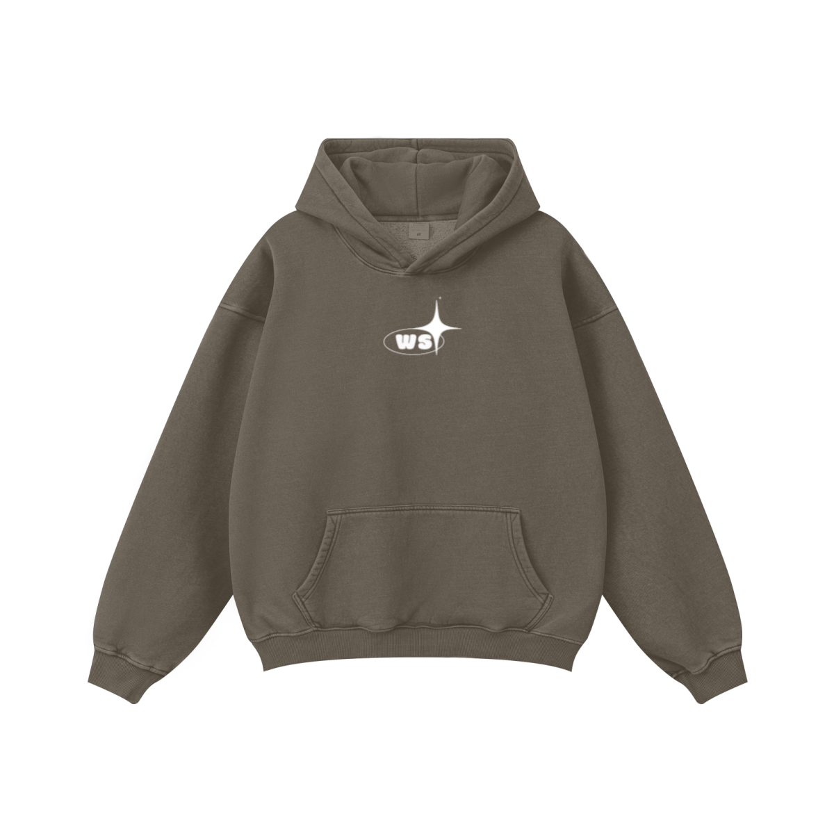 360GSM Unisex Vintage-Wash Hoodie Coffee Brown