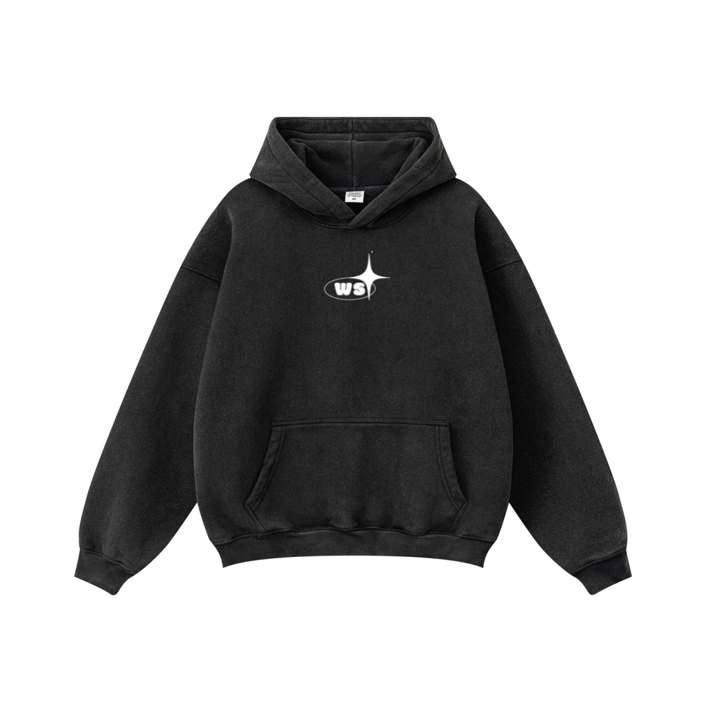 360GSM Unisex Vintage-Wash Hoodie Snowflake Grey