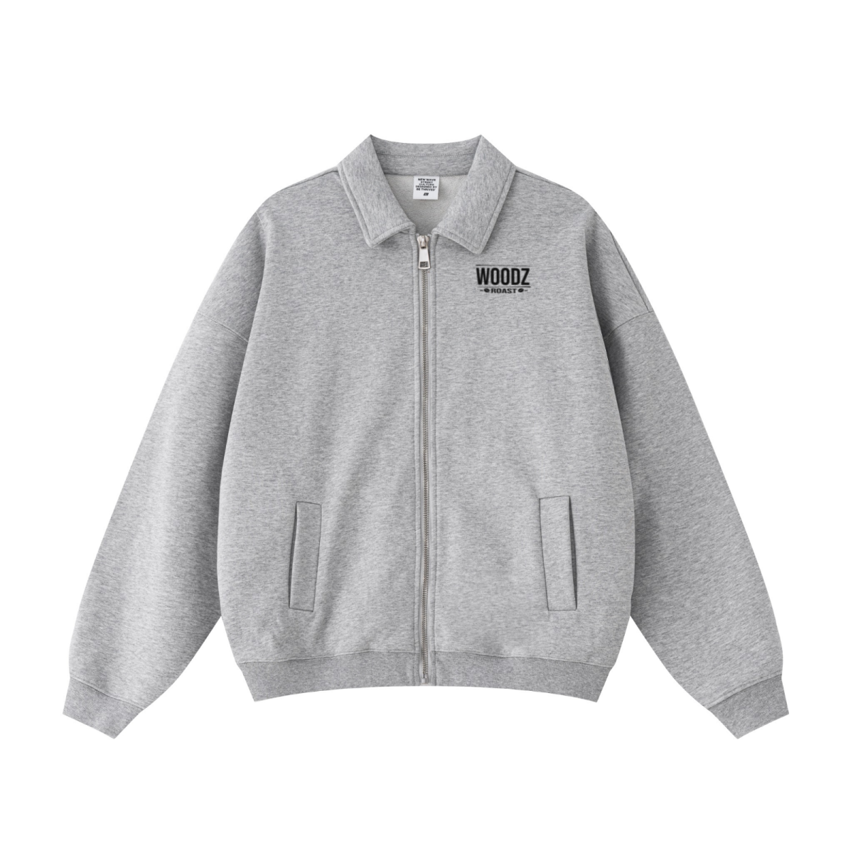 445GSM Unisex Heavyweight Zip-Up Collared Sweatshirt Heathered Grey
