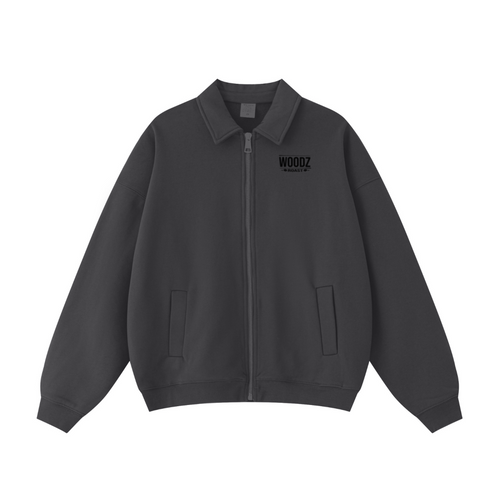 445GSM Unisex Heavyweight Zip-Up Collared Sweatshirt Charcoal Grey
