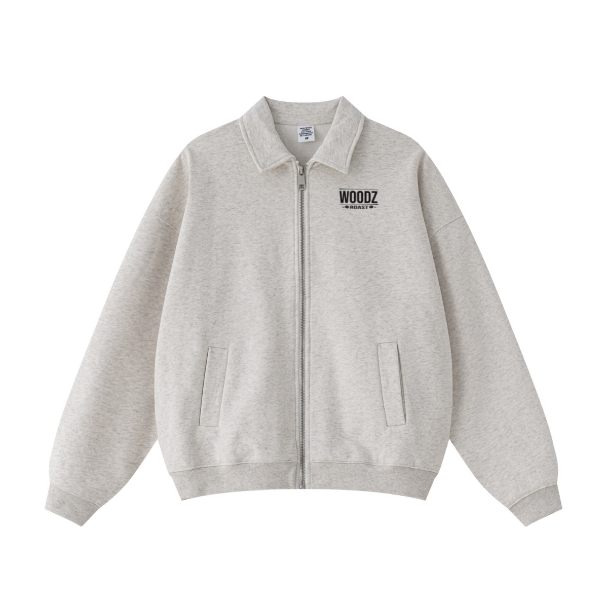 445GSM Unisex Heavyweight Zip-Up Collared Sweatshirt Oatmeal Grey