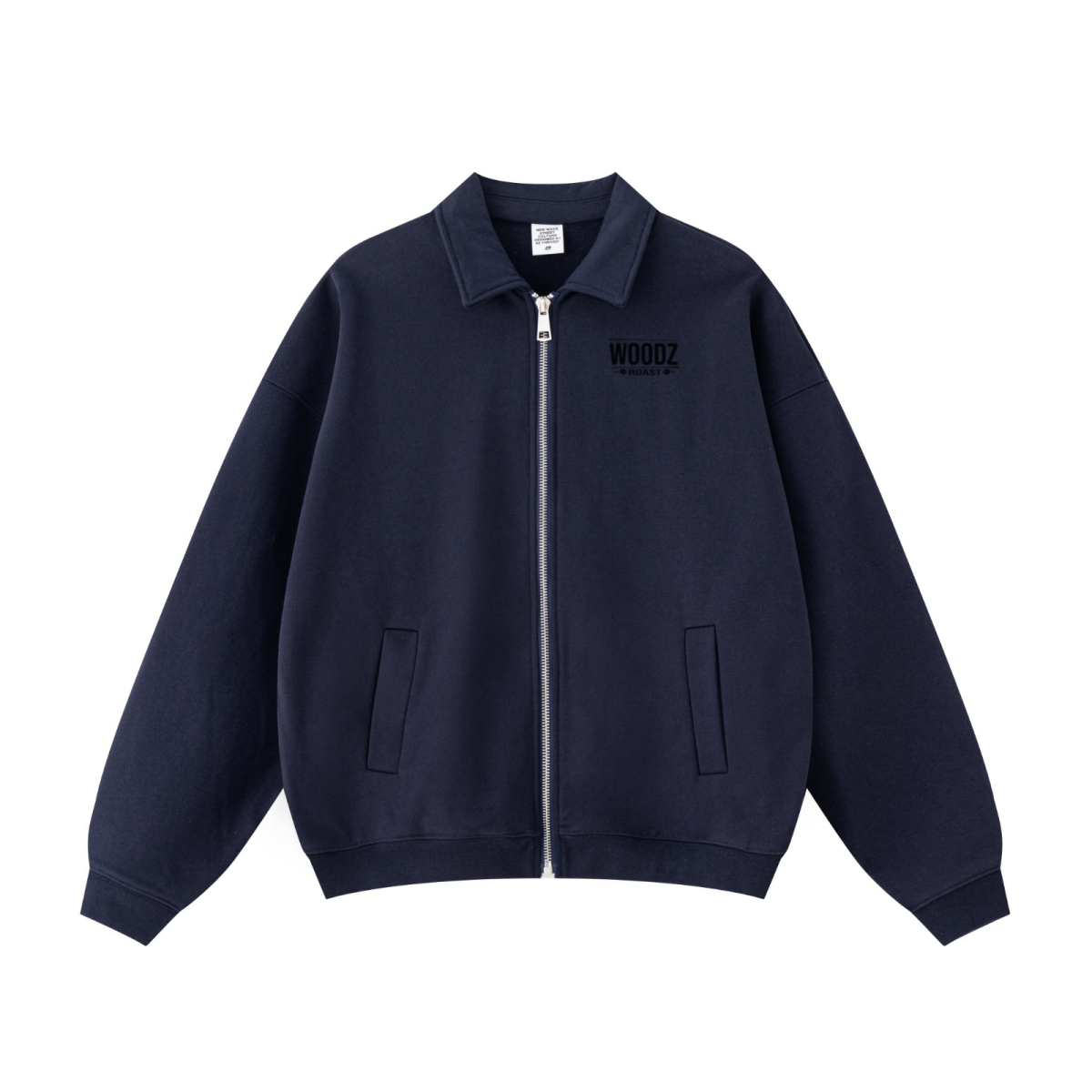 445GSM Unisex Heavyweight Zip-Up Collared Sweatshirt Navy Blue