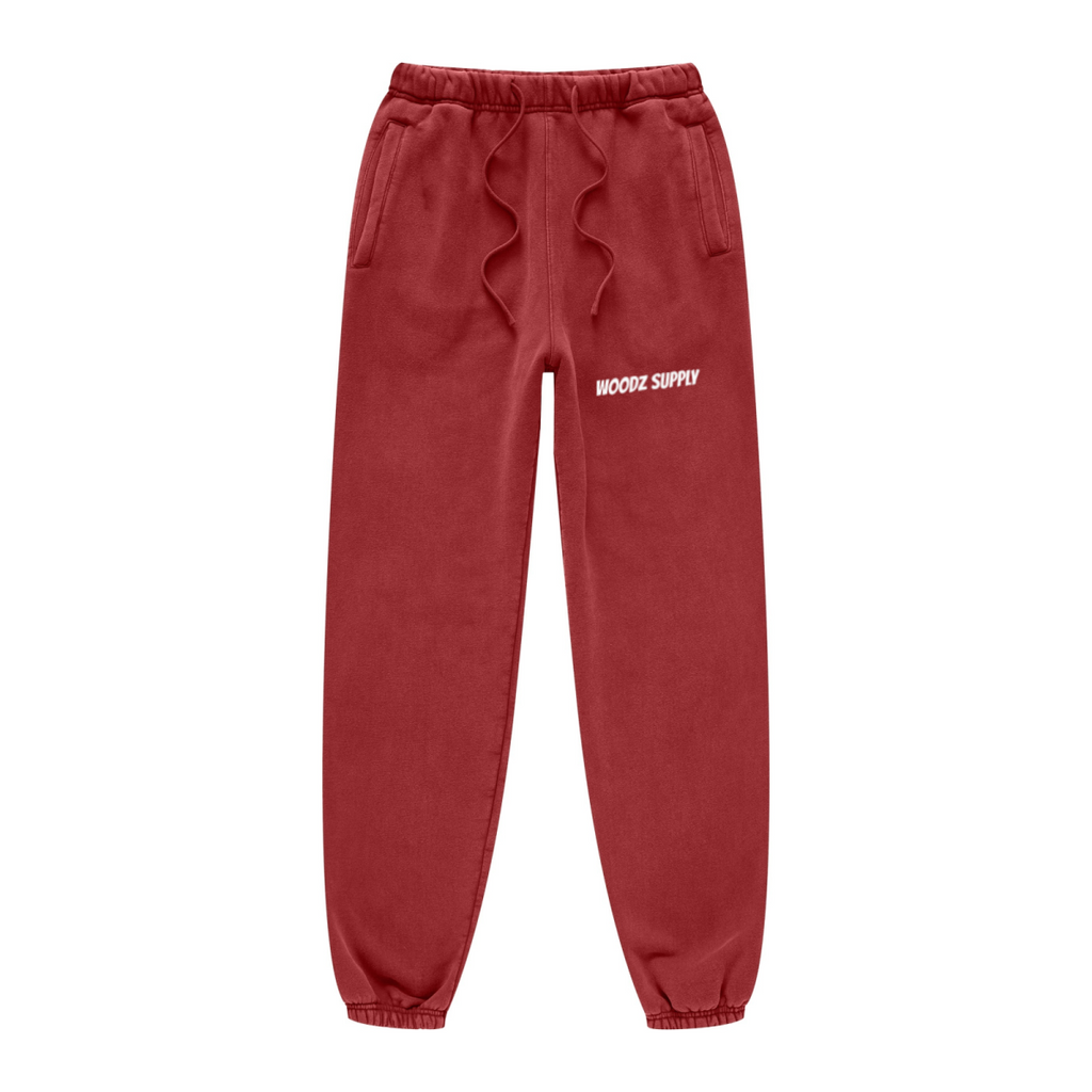 440GSM Unisex Relaxed Fit Loopback Terry Jogger Pants Red