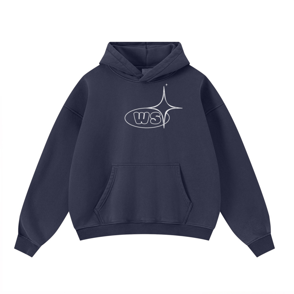 400GSM Unisex Washed Heavyweight Boxy-Fit Hoodie Vintage Royal Blue