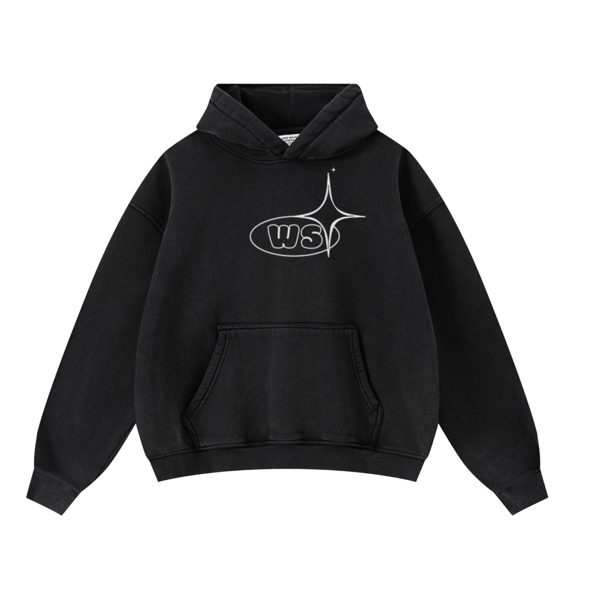 400GSM Unisex Washed Heavyweight Boxy-Fit Hoodie Vintage Black