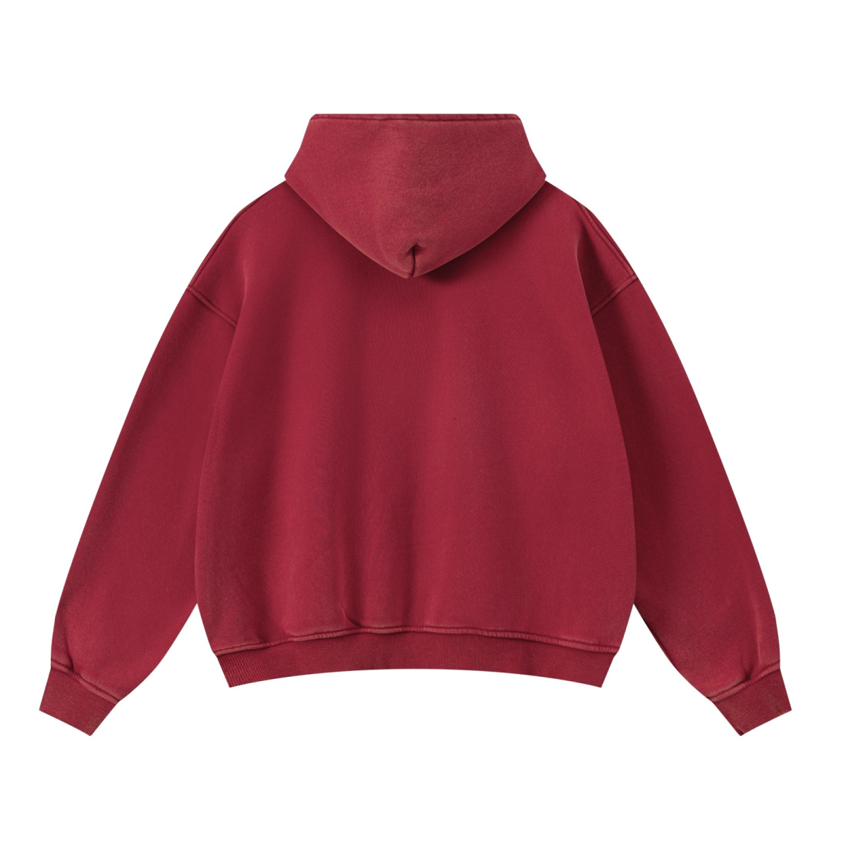 400GSM Unisex Washed Heavyweight Boxy-Fit Hoodie Vintage Red