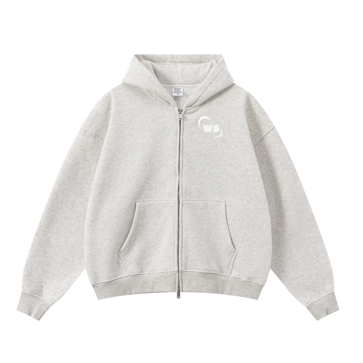 345GSM Unisex Boxy-Fit Double-Zip Hoodie Oatmeal Grey