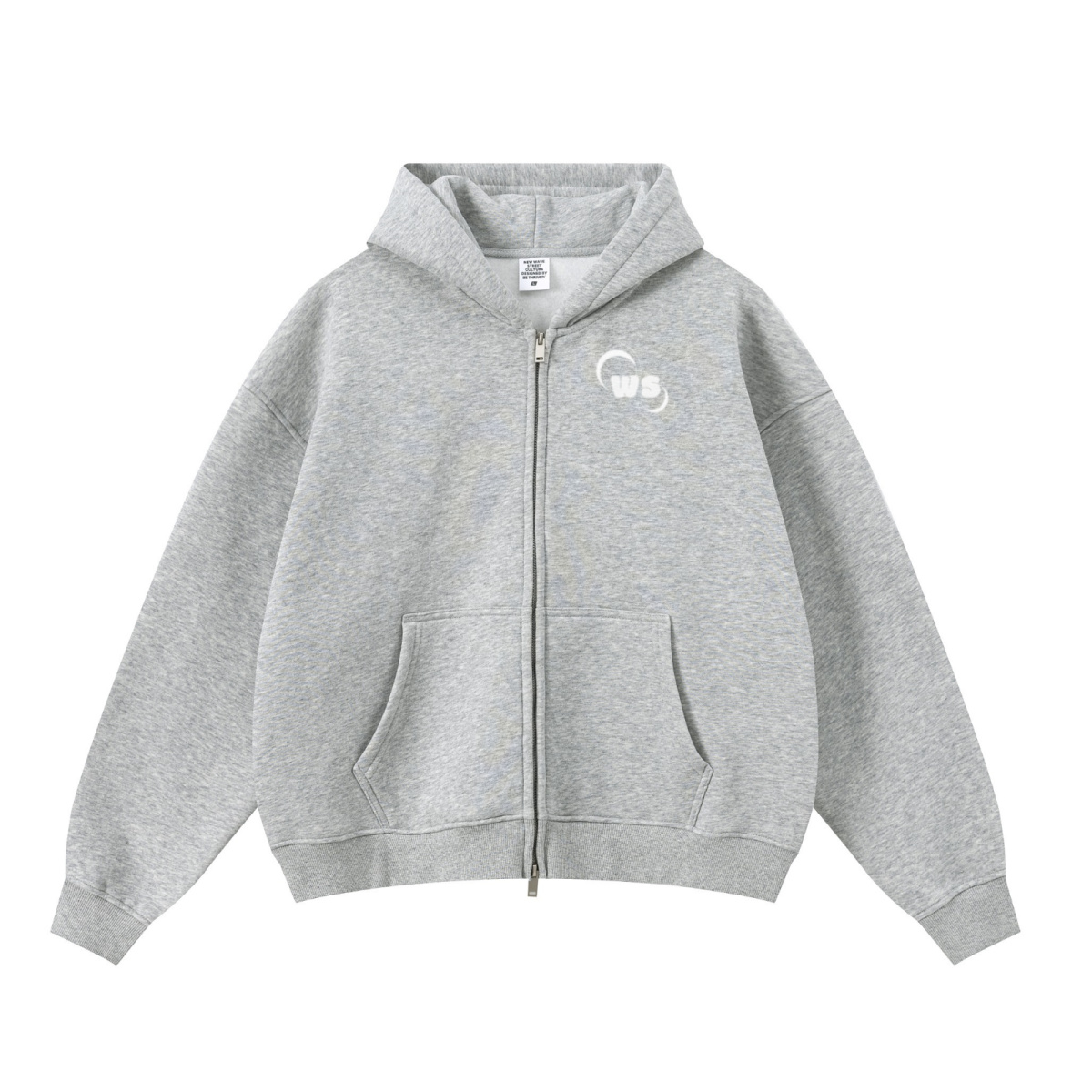 345GSM Unisex Boxy-Fit Double-Zip Hoodie Heathered Grey