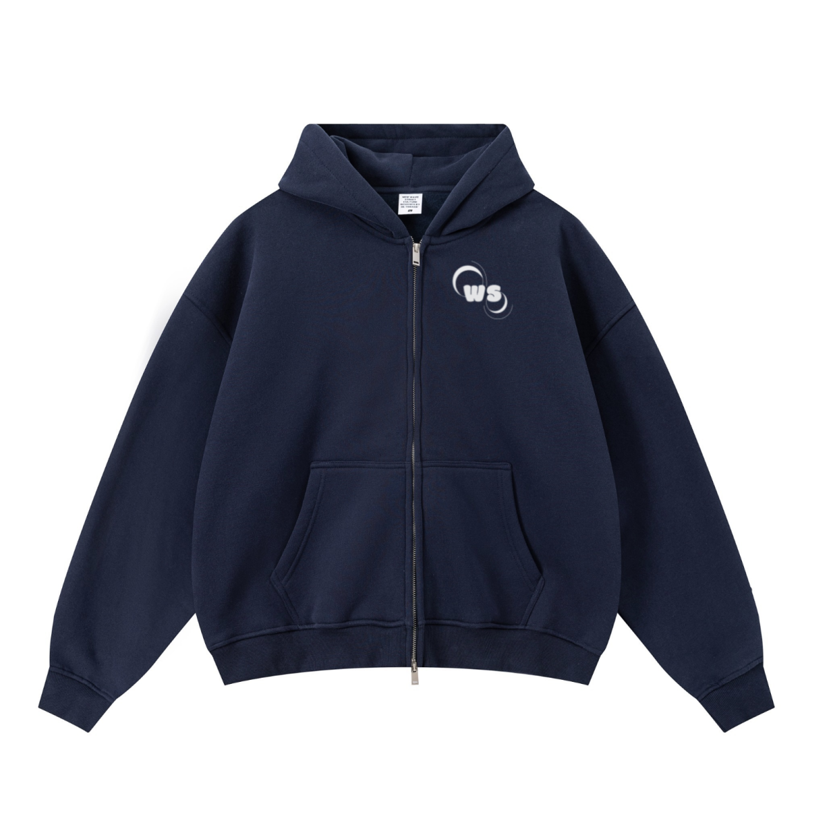 345GSM Unisex Boxy-Fit Double-Zip Hoodie Midnight Blue