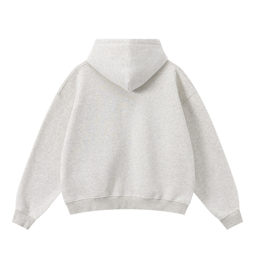 345GSM Unisex Boxy-Fit Double-Zip Hoodie Oatmeal Grey