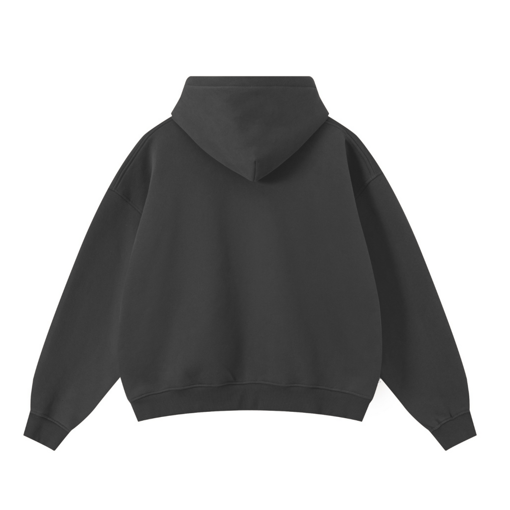 345GSM Unisex Boxy-Fit Double-Zip Hoodie Dark Grey