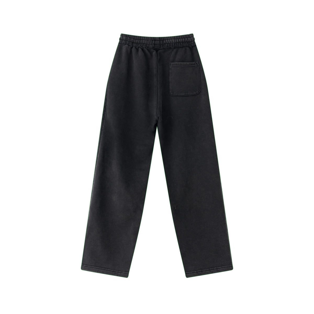 400GSM Men’s Raw-Edge Pigment-Wash Straight-Leg Pants Snow Wash Grey
