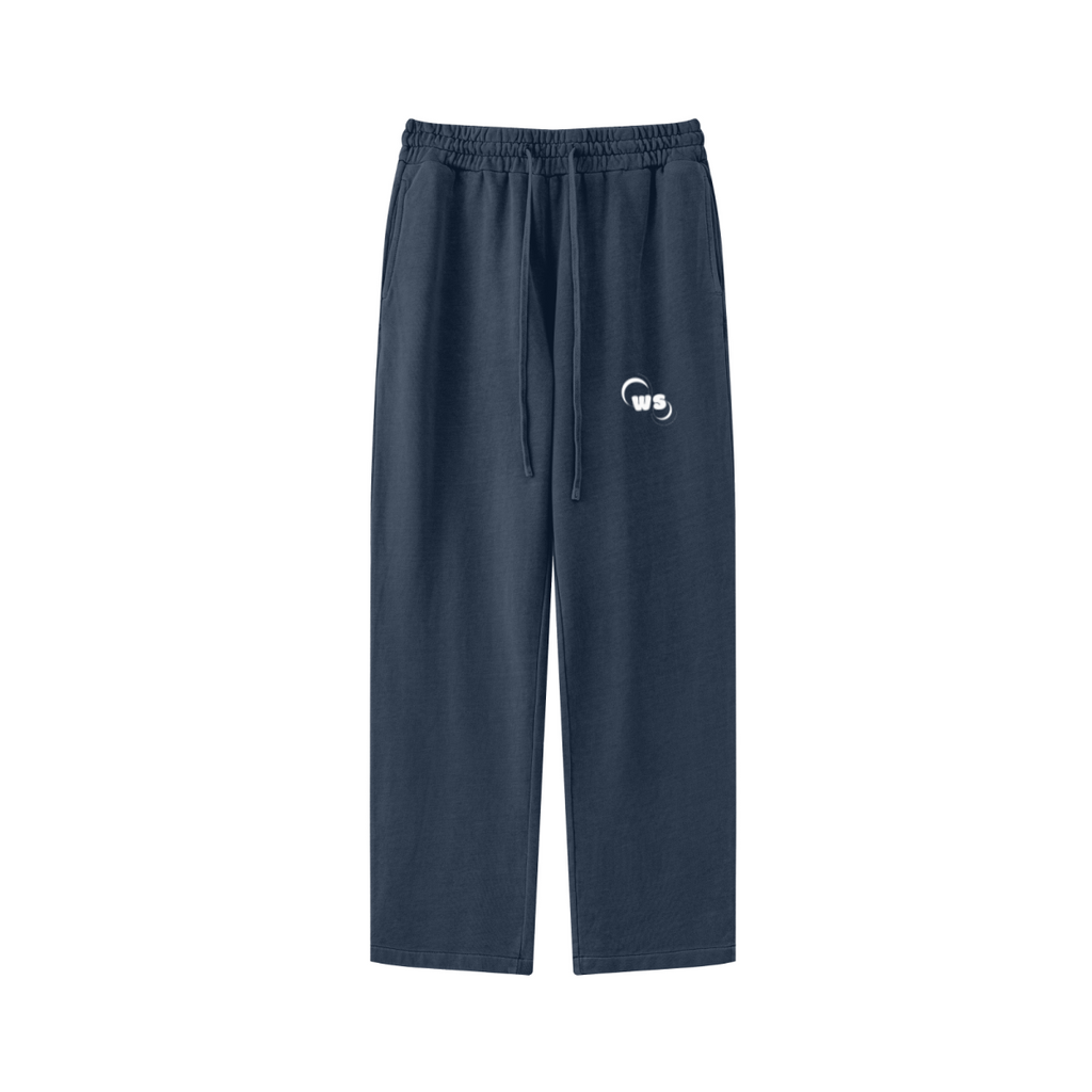 380GSM Men's Vintage-Wash Loose-Fit Straight-Leg Terry Sweatpants Royal Blue