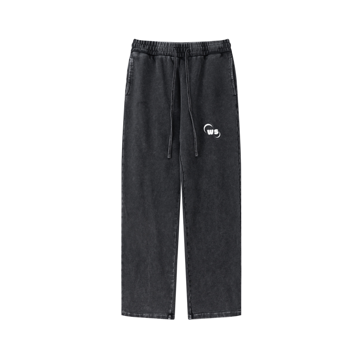 380GSM Men's Vintage-Wash Loose-Fit Straight-Leg Terry Sweatpants Snow Wash Grey