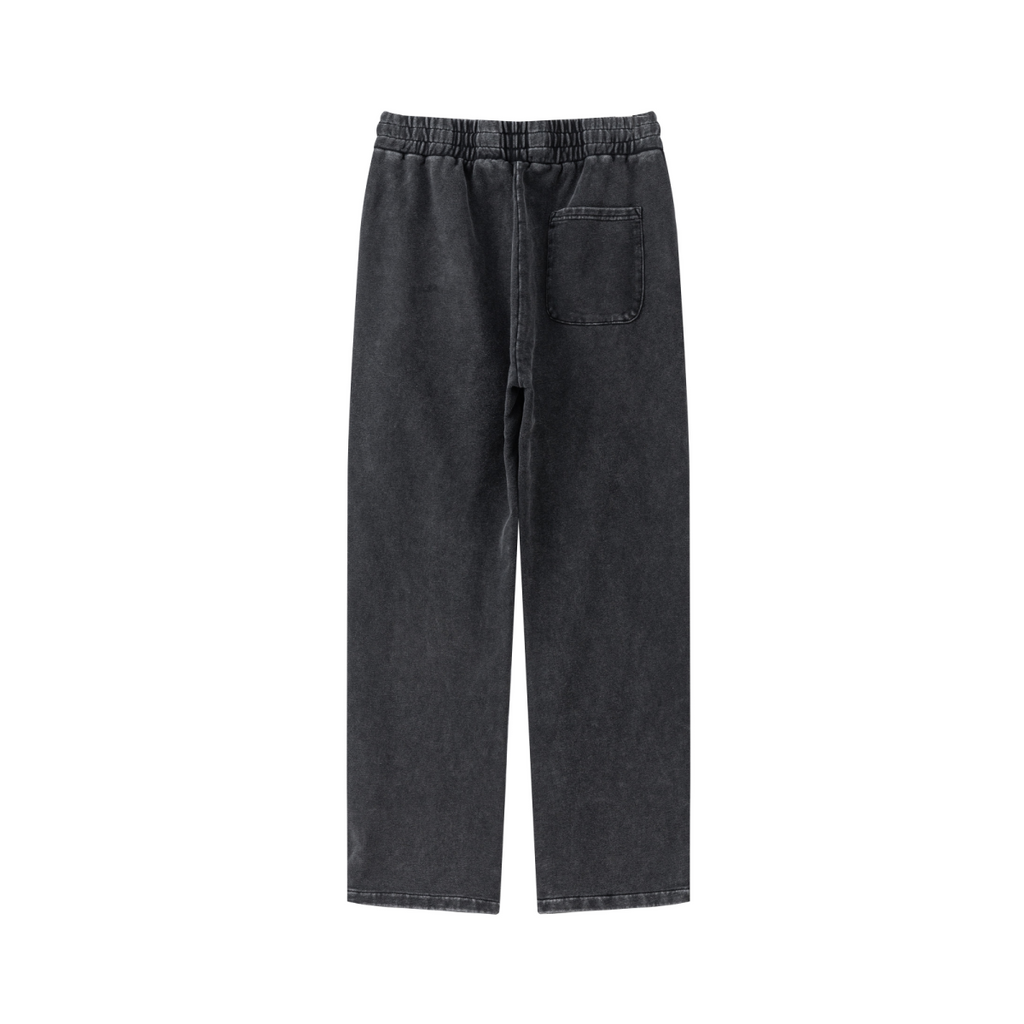 380GSM Men's Vintage-Wash Loose-Fit Straight-Leg Terry Sweatpants Snow Wash Grey
