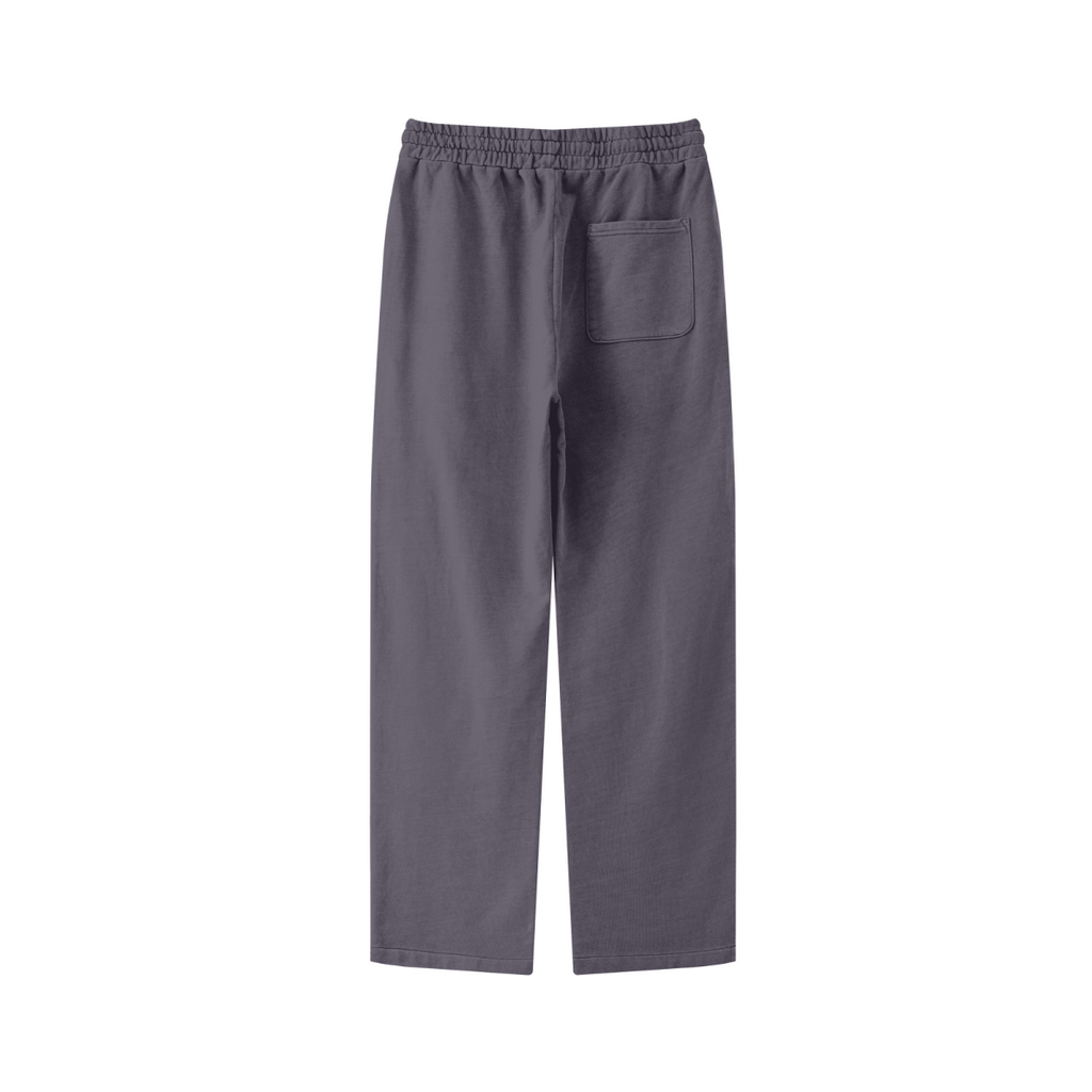 380GSM Men's Vintage-Wash Loose-Fit Straight-Leg Terry Sweatpants Grape Purple