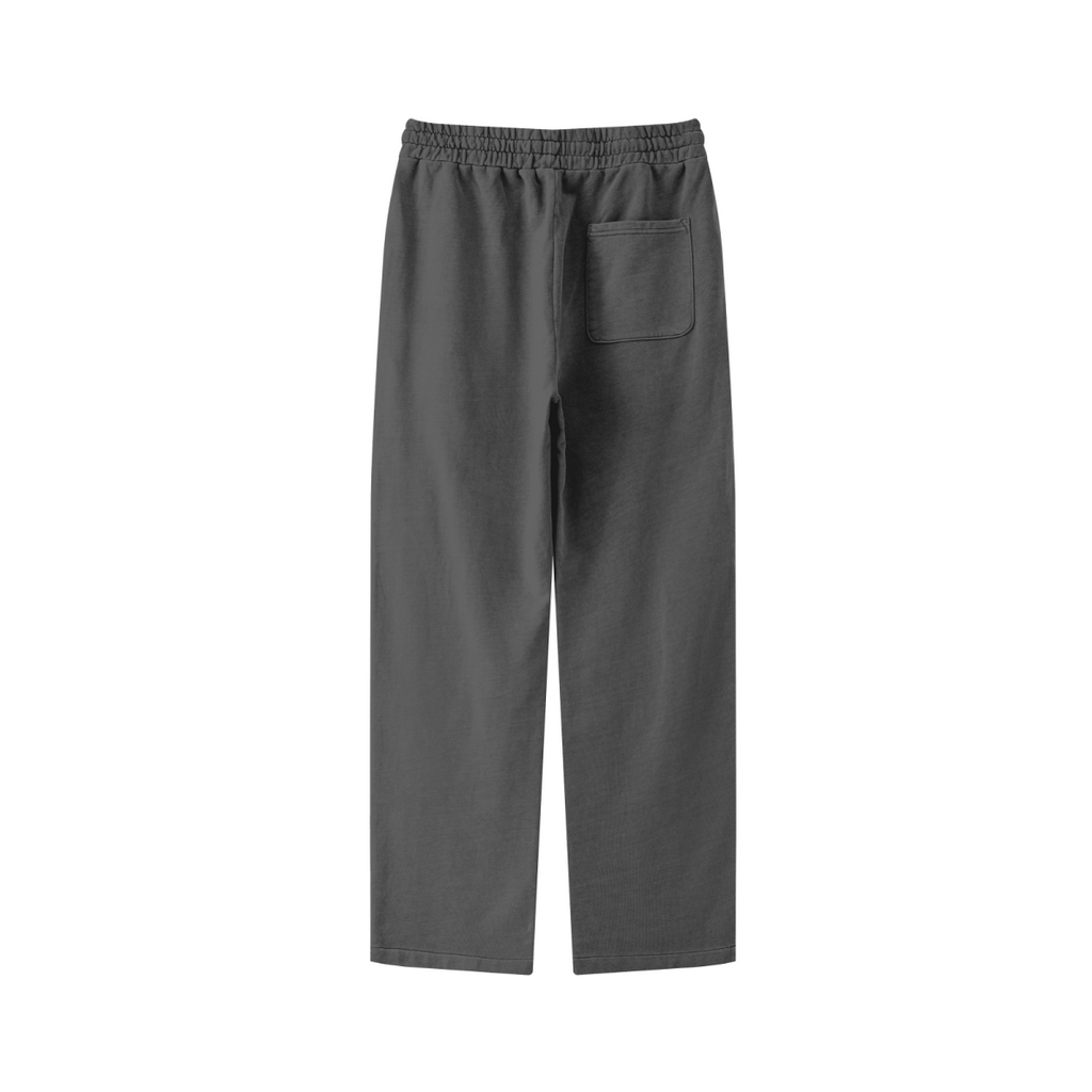 380GSM Men's Vintage-Wash Loose-Fit Straight-Leg Terry Sweatpants Dark Grey