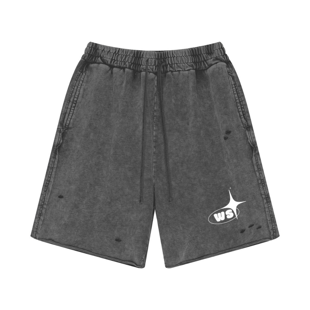 330GSM Unisex 100%Cotton Beefy Fabric Handcrafted Distressed Shorts Dark Gray