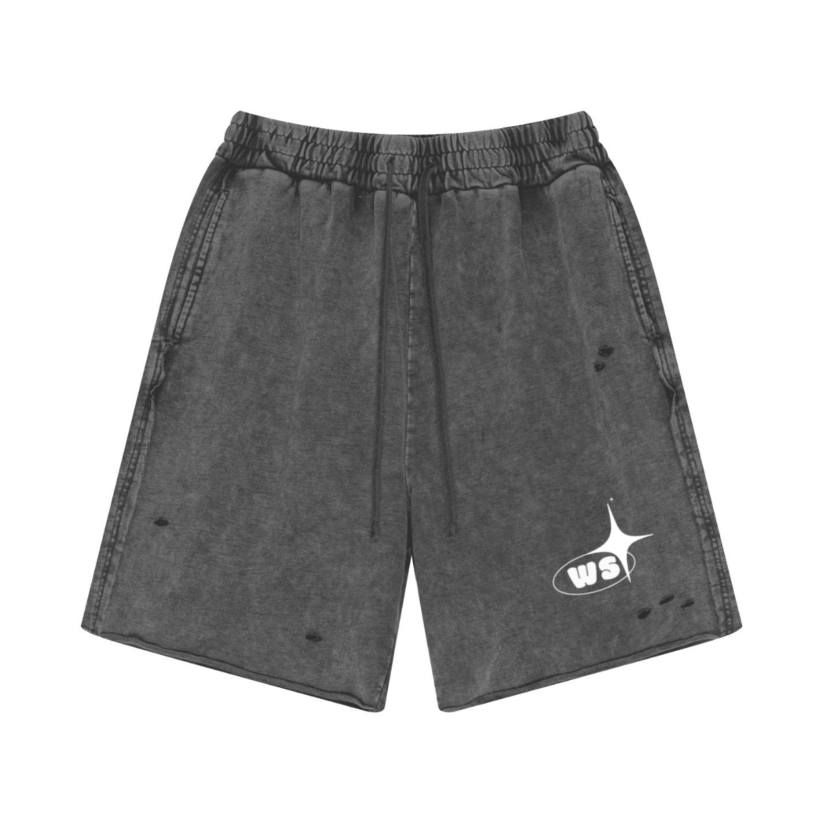 330GSM Unisex 100%Cotton Beefy Fabric Handcrafted Distressed Shorts Dark Gray
