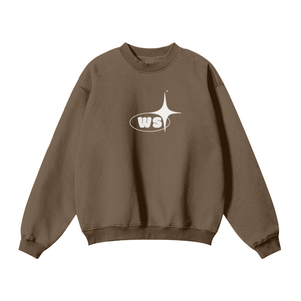 345GSM Women’s Solid-Color Crew Neck  Relaxed Fit Sweatshirt Buff Brown