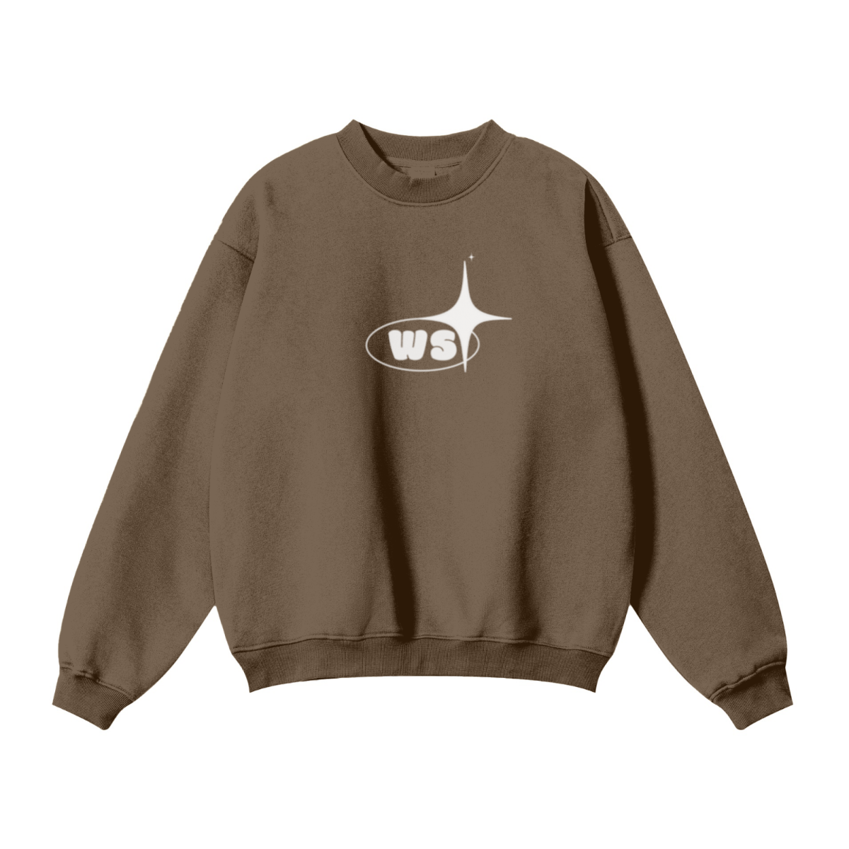 345GSM Women’s Solid-Color Crew Neck  Relaxed Fit Sweatshirt Buff Brown