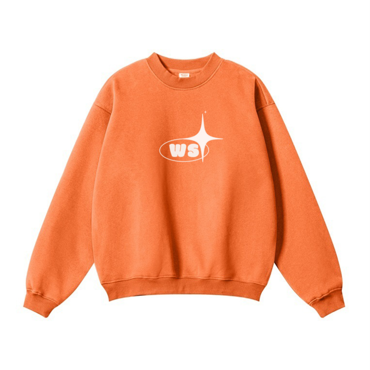 345GSM Women’s Solid-Color Crew Neck  Relaxed Fit Sweatshirt Orange