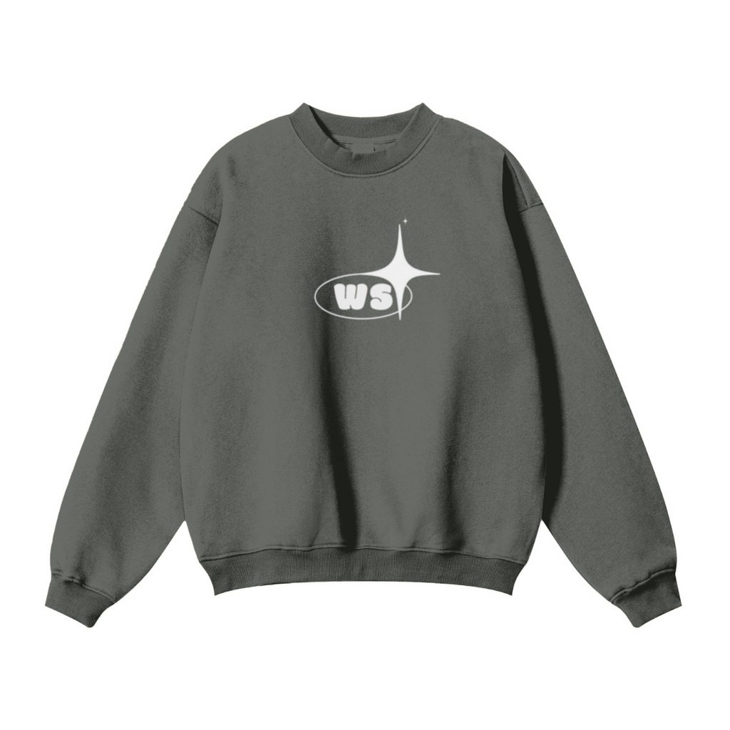 345GSM Women’s Solid-Color Crew Neck  Relaxed Fit Sweatshirt Gray